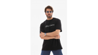 Erkek Kısa Kol Yazlık Tişört Bisiklet Yaka Baskılı Oversize T-Shirt - Siyah