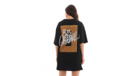 Kadın Baskılı T-Shirt Kısa Kol Bisiklet Yaka Oversize Rahat Kalıp Tişört - Siyah Kadın Baskılı T-Shirt Kısa Kol Bisiklet Yaka Oversize Rahat Kalıp Tişört - Siyah