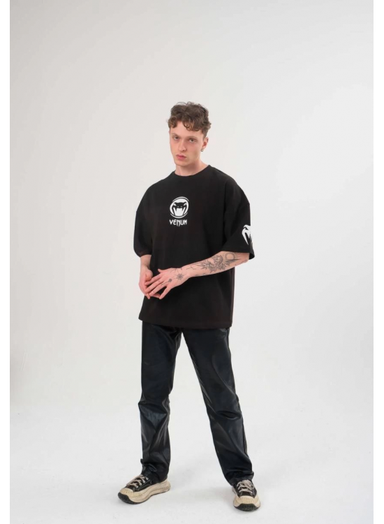 Erkek Kısa Kol Tişört Göğüs ve Kol Bisiklet Yaka Baskılı T-Shirt - Siyah Erkek Kısa Kol Tişört Göğüs ve Kol Bisiklet Yaka Baskılı T-Shirt - Siyah