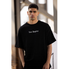 Erkek Kısa Kol Yazlık Tişört Bisiklet Yaka Baskılı Oversize T-Shirt - Siyah