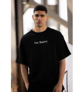Erkek Kısa Kol Yazlık Tişört Bisiklet Yaka Baskılı Oversize T-Shirt - Siyah