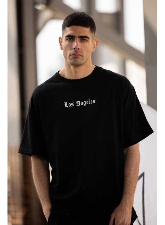 Erkek Kısa Kol Yazlık Tişört Bisiklet Yaka Baskılı Oversize T-Shirt - Siyah Erkek Kısa Kol Yazlık Tişört Bisiklet Yaka Baskılı Oversize T-Shirt - Siyah