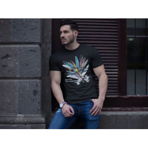 ERKEK Bisiklet Yaka Baskılı Kısa kol T-Shirt - Siyah
