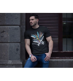 ERKEK Bisiklet Yaka Baskılı Kısa kol T-Shirt - Siyah