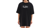 Kadın Kısa Kol Yazlık Tişört Bisiklet Yaka Baskılı Oversize T-Shirt - Siyah Kadın Kısa Kol Yazlık Tişört Bisiklet Yaka Baskılı Oversize T-Shirt - Siyah