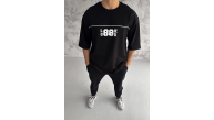 Erkek Kısa Kol Yazlık Tişört Bisiklet Yaka Baskılı Oversize T-Shirt - Siyah Erkek Kısa Kol Yazlık Tişört Bisiklet Yaka Baskılı Oversize T-Shirt - Siyah