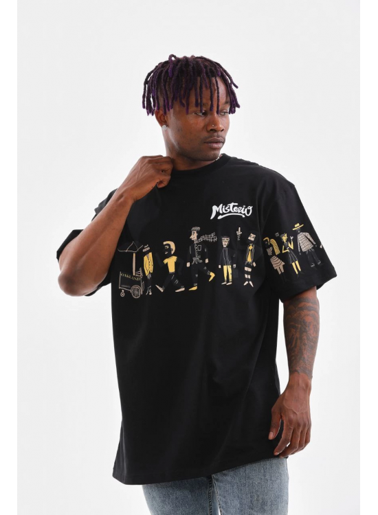 Erkek Kısa Kol Yazlık Tişört Bisiklet Yaka Baskılı Oversize T-Shirt - Siyah Erkek Kısa Kol Yazlık Tişört Bisiklet Yaka Baskılı Oversize T-Shirt - Siyah