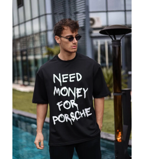 Erkek Tişört Bisiklet Yaka Baskılı Kısa kol Oversize T-Shirt - Siyah