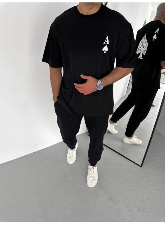 Erkek Baskılı T-Shirt Kısa Kol Bisiklet Yaka Regular Fit Rahat Kalıp Günlük Tişört - Siyah Erkek Baskılı T-Shirt Kısa Kol Bisiklet Yaka Regular Fit Rahat Kalıp Günlük Tişört - Siyah
