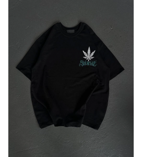 Kadın Baskılı T-Shirt Kısa Kol Bisiklet Yaka Oversize Rahat Kalıp Günlük Tişört   - Siyah