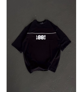 Kadın Baskılı T-Shirt Kısa Kol Bisiklet Yaka Oversize Rahat Kalıp Günlük Tişört   - Siyah