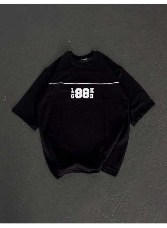 Kadın Baskılı T-Shirt Kısa Kol Bisiklet Yaka Oversize Rahat Kalıp Günlük Tişört - Siyah Kadın Baskılı T-Shirt Kısa Kol Bisiklet Yaka Oversize Rahat Kalıp Günlük Tişört - Siyah