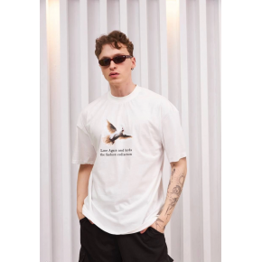 Erkek Kısa Kol Yazlık Tişört Bisiklet Yaka Baskılı Oversize T-Shirt - Siyah
