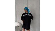Kadın Kısa Kol Yazlık Tişört Bisiklet Yaka Baskılı Oversize T-Shirt - Siyah Kadın Kısa Kol Yazlık Tişört Bisiklet Yaka Baskılı Oversize T-Shirt - Siyah