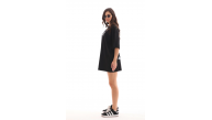 Kadın Kısa Kol Yazlık Tişört Bisiklet Yaka Baskılı Oversize T-Shirt - Siyah Kadın Kısa Kol Yazlık Tişört Bisiklet Yaka Baskılı Oversize T-Shirt - Siyah
