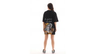 Kadın Kısa Kol Yazlık Tişört Bisiklet Yaka Baskılı Oversize T-Shirt - Siyah Kadın Kısa Kol Yazlık Tişört Bisiklet Yaka Baskılı Oversize T-Shirt - Siyah