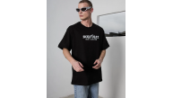 Erkek Kısa Kol Yazlık Tişört Bisiklet Yaka Baskılı Oversize T-Shirt - Siyah Erkek Kısa Kol Yazlık Tişört Bisiklet Yaka Baskılı Oversize T-Shirt - Siyah