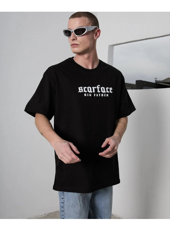 Erkek Kısa Kol Yazlık Tişört Bisiklet Yaka Baskılı Oversize T-Shirt - Siyah Erkek Kısa Kol Yazlık Tişört Bisiklet Yaka Baskılı Oversize T-Shirt - Siyah