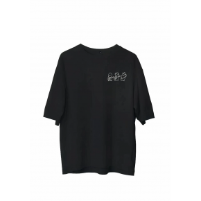 Erkek Baskılı T-Shirt Kısa Kol Bisiklet Yaka Regular Fit Rahat Kalıp Günlük Tişört - Siyah