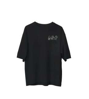 Erkek Baskılı T-Shirt Kısa Kol Bisiklet Yaka Regular Fit Rahat Kalıp Günlük Tişört - Siyah
