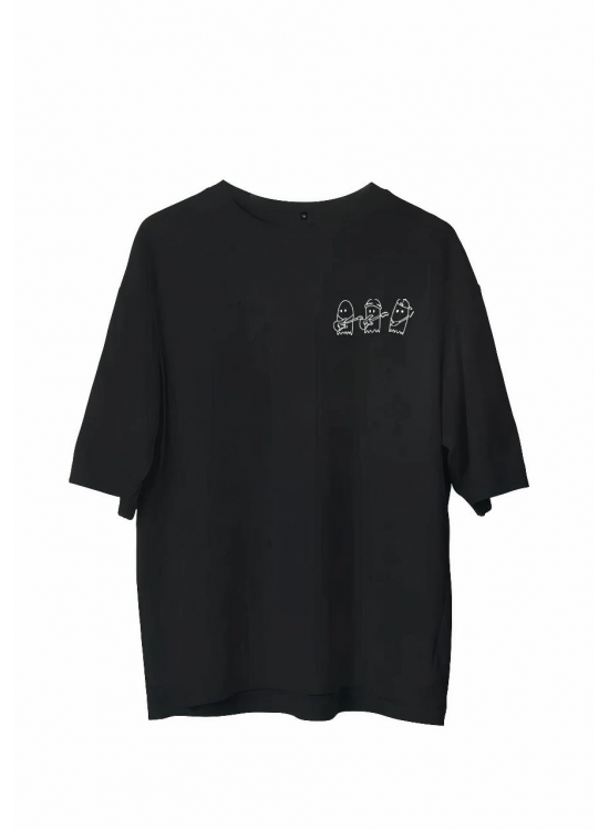 Erkek Baskılı T-Shirt Kısa Kol Bisiklet Yaka Regular Fit Rahat Kalıp Günlük Tişört - Siyah