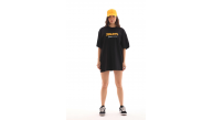 Kadın Kısa Kol Yazlık Tişört Bisiklet Yaka Baskılı Oversize T-Shirt - Siyah Kadın Kısa Kol Yazlık Tişört Bisiklet Yaka Baskılı Oversize T-Shirt - Siyah