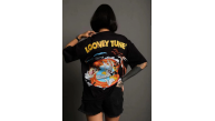 kadın Bisiklet Yaka Baskılı Oversize Kısa kol T-Shirt - Siyah kadın Bisiklet Yaka Baskılı Oversize Kısa kol T-Shirt - Siyah