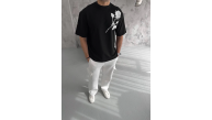 Erkek Kısa Kol Tişört Bisiklet Yaka GÜL Baskılı Oversize T-Shirt - Siyah Erkek Kısa Kol Tişört Bisiklet Yaka GÜL Baskılı Oversize T-Shirt - Siyah