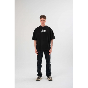 Erkek Kısa Kol Yazlık Tişört Bisiklet Yaka Baskılı Oversize T-Shirt -  Siyah