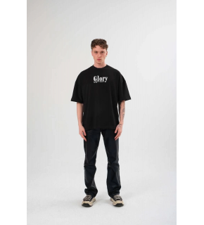 Erkek Kısa Kol Yazlık Tişört Bisiklet Yaka Baskılı Oversize T-Shirt -  Siyah