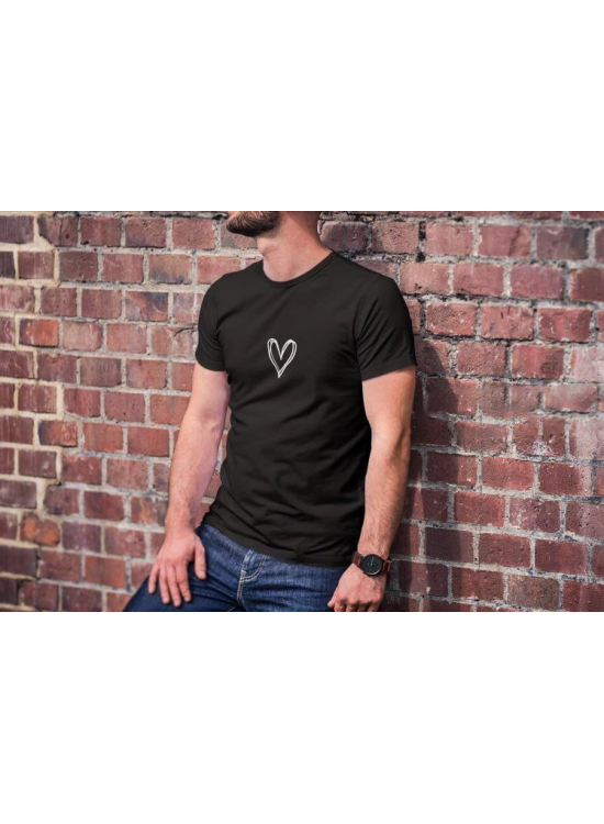 Erkek Kısa Kol Yazlık Tişört Bisiklet Yaka Baskılı Oversize T-Shirt - Siyah