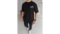 Erkek Kısa Kol Yazlık Tişört Bisiklet Yaka Baskılı Oversize T-Shirt - Siyah Erkek Kısa Kol Yazlık Tişört Bisiklet Yaka Baskılı Oversize T-Shirt - Siyah