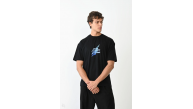 Erkek Kısa Kol Yazlık Tişört Bisiklet Yaka Baskılı Oversize T-Shirt - Siyah