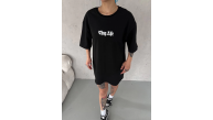 Kadın Kısa Kol Yazlık Tişört Bisiklet Yaka Baskılı Oversize T-Shirt - Siyah Kadın Kısa Kol Yazlık Tişört Bisiklet Yaka Baskılı Oversize T-Shirt - Siyah