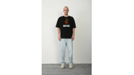 Erkek Baskılı T-Shirt Kısa Kol Bisiklet Yaka Regular Fit Rahat Kalıp Günlük Tişört - Siyah