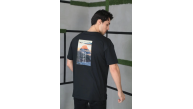 Erkek Kısa Kol Yazlık Tişört Bisiklet Yaka Baskılı Oversize T-Shirt - Siyah Erkek Kısa Kol Yazlık Tişört Bisiklet Yaka Baskılı Oversize T-Shirt - Siyah