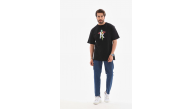 Erkek Baskılı T-Shirt Kısa Kol Bisiklet Yaka Regular Fit Rahat Kalıp Tişört -  Siyah