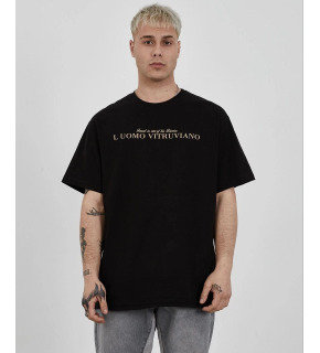 ERKEK Bisiklet Yaka Tişort Baskılı Oversize kısa kol T-Shirt - Siyah