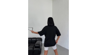 Kadın Kısa Kol Yazlık Tişört Bisiklet Yaka Los Angeles Baskılı T-Shirt - Siyah Kadın Kısa Kol Yazlık Tişört Bisiklet Yaka Los Angeles Baskılı T-Shirt - Siyah