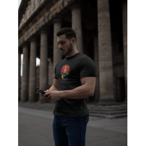 Erkek Kısa Kol Yazlık Tişört Bisiklet Yaka Baskılı Oversize T-Shirt - Siyah