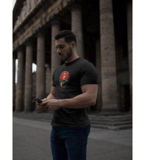 Erkek Kısa Kol Yazlık Tişört Bisiklet Yaka Baskılı Oversize T-Shirt - Siyah
