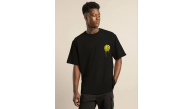 Erkek Kısa Kol Yazlık Tişört Bisiklet Yaka Baskılı Oversize T-Shirt - Siyah
