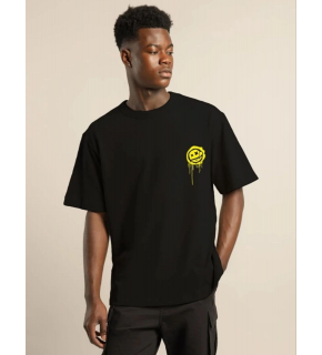 Erkek Kısa Kol Yazlık Tişört Bisiklet Yaka Baskılı Oversize T-Shirt - Siyah