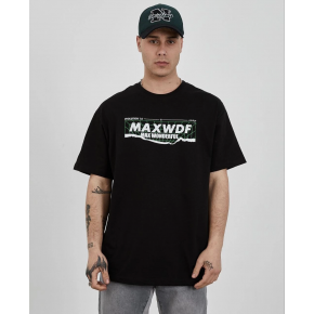 Erkek Kısa Kol Yazlık Tişört Bisiklet Yaka Baskılı Oversize T-Shirt - Siyah