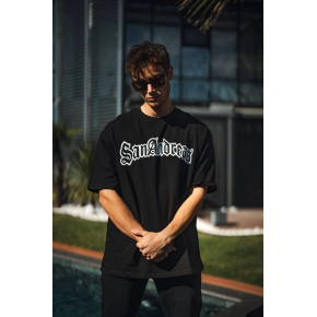 Erkek Tişort Bisiklet Yaka Baskılı Kısa kol T-Shirt - Siyah