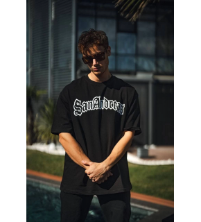 Erkek Tişort Bisiklet Yaka Baskılı Kısa kol T-Shirt - Siyah
