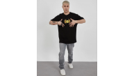 Erkek Kısa Kol Yazlık Tişört Bisiklet Yaka Baskılı Oversize T-Shirt - Siyah Erkek Kısa Kol Yazlık Tişört Bisiklet Yaka Baskılı Oversize T-Shirt - Siyah