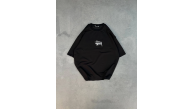 kadın Bisiklet Yaka Baskılı Oversize Kısa kol T-Shirt - Siyah kadın Bisiklet Yaka Baskılı Oversize Kısa kol T-Shirt - Siyah