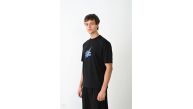 Erkek Kısa Kol Yazlık Tişört Bisiklet Yaka Baskılı Oversize T-Shirt - Siyah