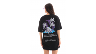 Kadın Baskılı T-Shirt Kısa Kol Bisiklet Yaka Oversize Rahat Kalıp Günlük Tişört - Siyah Kadın Baskılı T-Shirt Kısa Kol Bisiklet Yaka Oversize Rahat Kalıp Günlük Tişört - Siyah